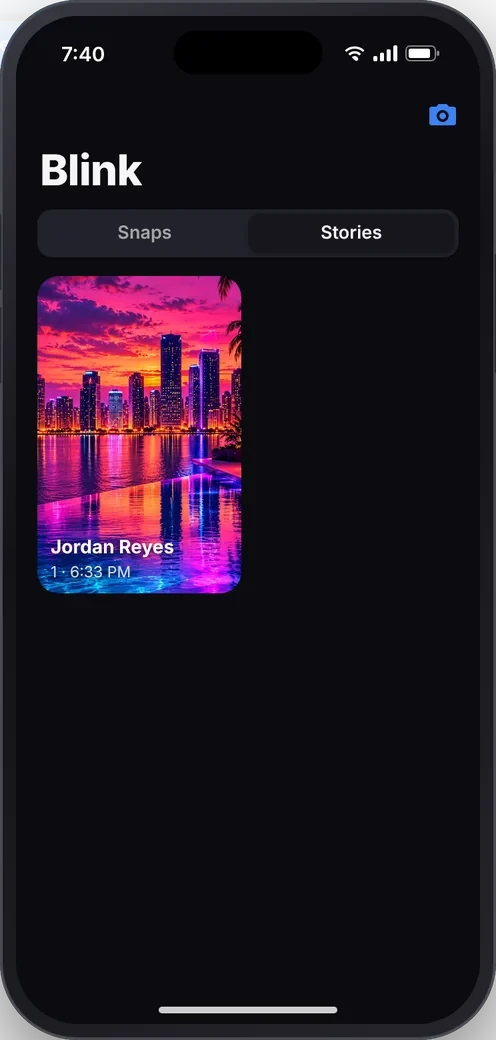Blink app screen