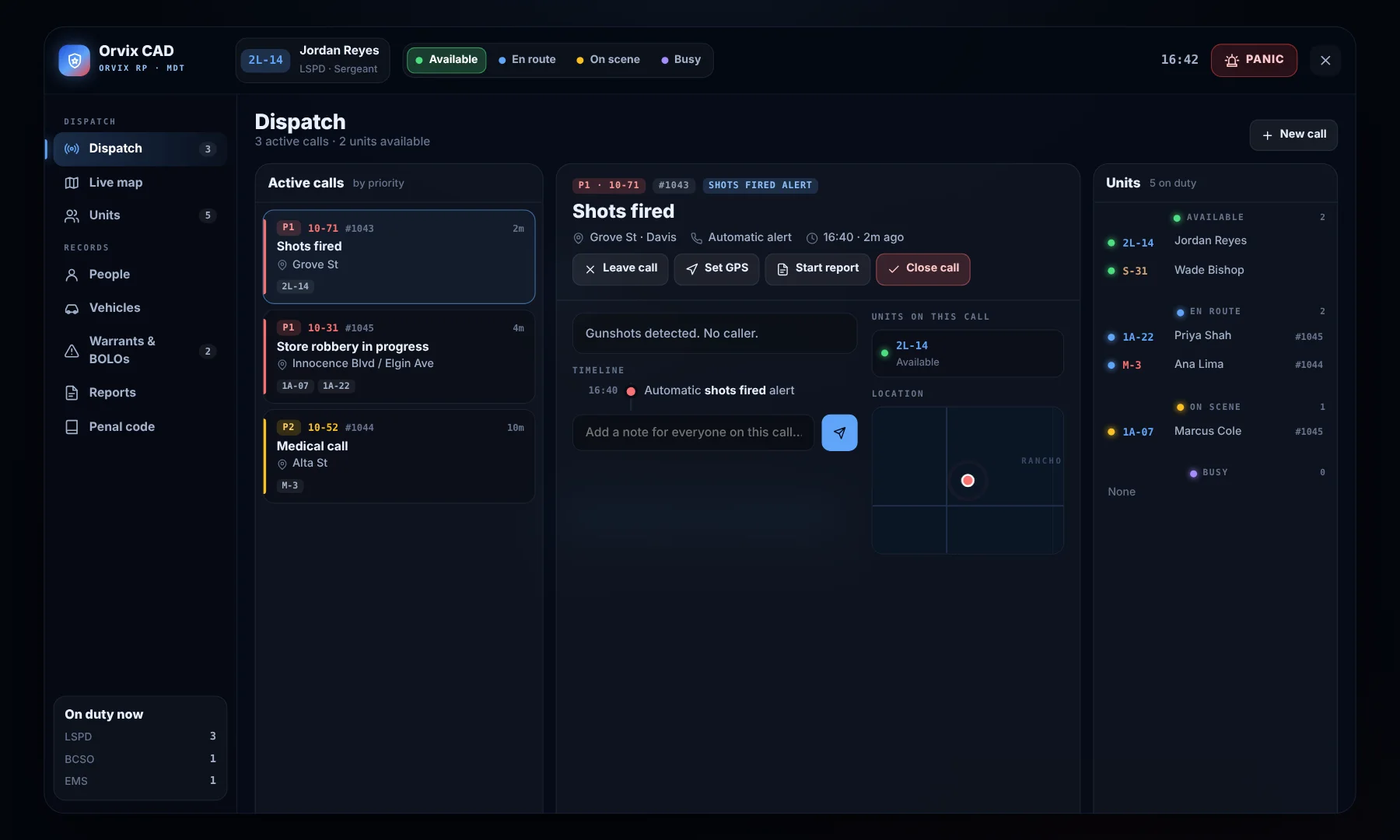 The MDT in game