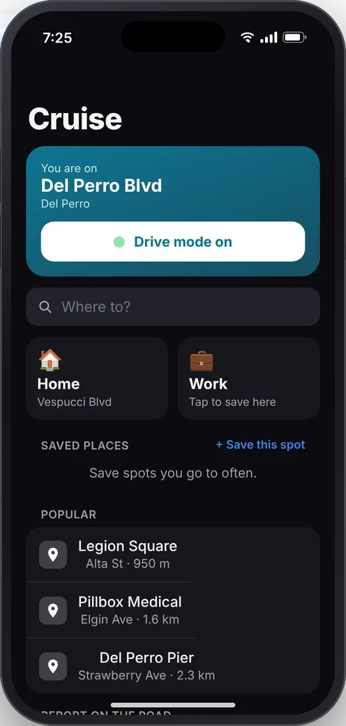 Cruise app screen